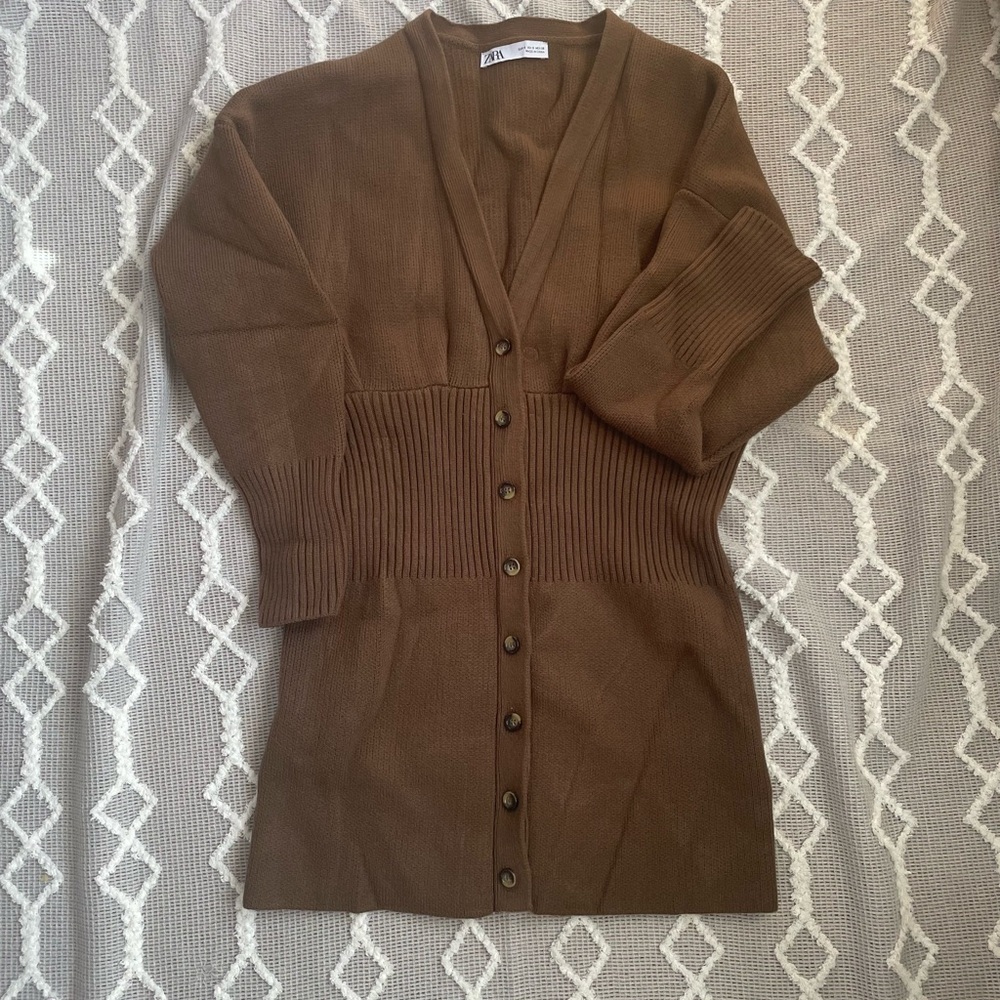 ZARA Ribbed Cardigan Small - Picture 4 of 4